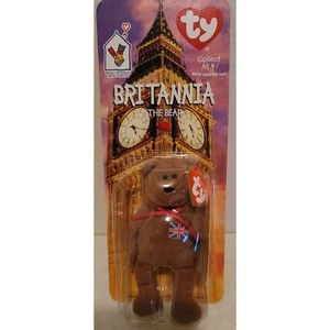 New Mcdonalds TY Beanie Baby Britannia The Bear RARE WITH ERRORS Brown Britian